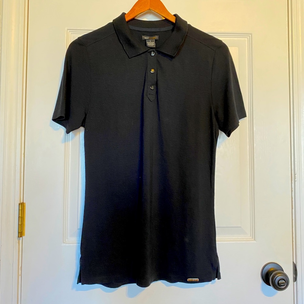 EUC BCBGMaxAzria Black Button Down Polo